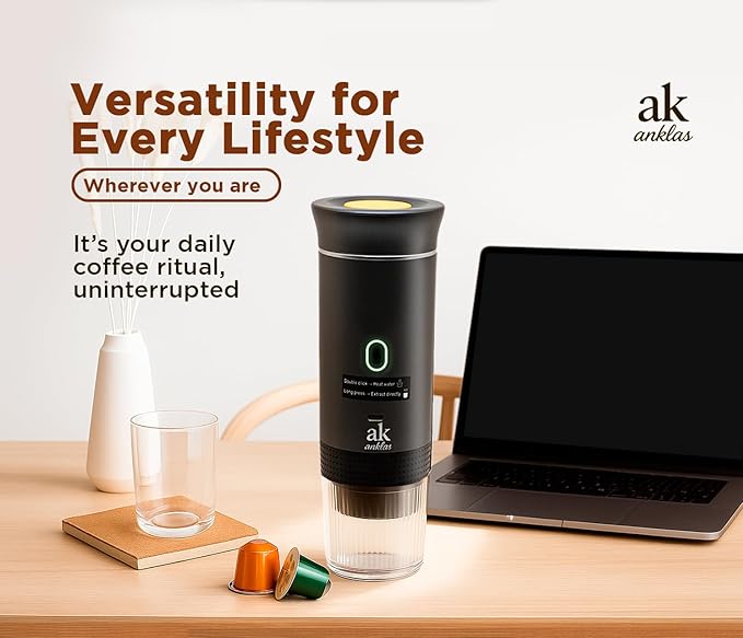 3-in-1 Portable Coffee Maker – Electric Espresso Machine for Travel – Compatible with Ground Coffee, NS & DG Capsules – USB-C Rechargeable Portable Espresso Maker (Gray)