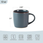 famiware Mercury Coffee Mugs 13 oz, Coffee Mugs Set of 6 with Handle, Cups for Latte, Hot Tea, Cappuccino, Mocha, Cocoa, Charcoal