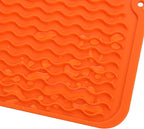 Silicone Dish Drying Mat for Multiple Usage,Easy clean,Eco-friendly,Heat-resistant Silicone Mat for Kitchen Counter or Sink,Refrigerator or Drawer liner Orange M 12 inches x 12 inches