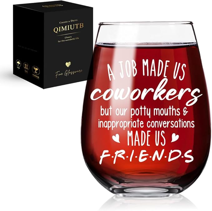 Funny Wine Glasses Gifts For Coworkers, Best Friends, Office Appreciation,Birthday,Christmas, Valentines Day, Thank You Gift For Coworkers-105