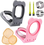 Uncrustables Sandwich Maker Sealer Cutter, Crustless Sandwich Cutter, PB&J Uncrustable Maker - Grey Square Shape + Pink Round Shape