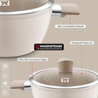 Large Size Aluminum Stock Pot with 7-Layered Ceramic Coating, Non-Stick Surface, Bakelite Stay-Cool Handles,Tempered Glass, Family Meal, Deep Design, 9.95Liter / 10.51Quarts