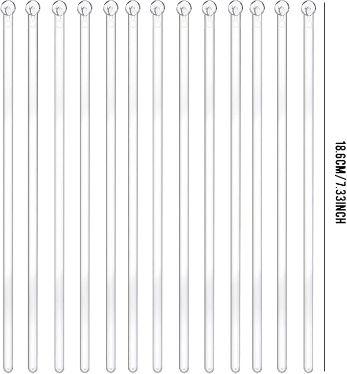 100 Pieces Disposable Plastic Round Top Clear Swizzle Sticks, Crystal Cake Stick, Cocktail Coffee Drink Stirrers 7.24 Inch (Transparent)