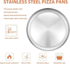 Deedro Stainless Steel Pizza Pan 13½ inch Round Pizza Tray Pizza Baking Sheet, Healthy Pizza Baking Pan Pizza Serving Tray Crisper Pan, Dishwasher Safe, 3 Pack
