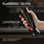 FLAIROSOL OLIVIA Oil Sprayer for Cooking, 200ml Glass Olive Oil Sprayer, Continuous Cooking Spray Dispenser with Portion Control for Kitchen, Air Fryer, Salad, BBQ (Black Bottle, Gold Print)