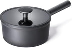 JEETEE Titanium Sauce Pan with Lid, 1.5 QT Non Stick Cooking Pots, Oven & Dishwasher Safe, Ideal for Sauces Soups and Heating Milk, PFOA/PFAS Free (Gray)