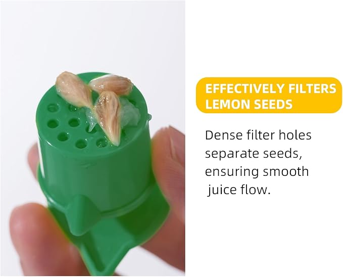 Green Manual Citrus Juicer with Filter and Spout, Screw-Top Hand Press for Lemon Orange Drinks