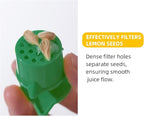 Green Manual Citrus Juicer with Filter and Spout, Screw-Top Hand Press for Lemon Orange Drinks