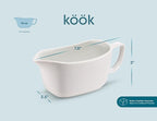 Kook Gravy Boat, Ceramic Serving Dish, Dispenser for Sauces, Dressings and Creamer, Large Handle, Microwave and Dishwasher Safe, 14 oz, White