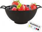 Meadow Lane 6-inch Small Colander, BPA-Free, Dishwasher Safe, Double Handles, Compact Food Strainer for Berries, Veggies and Pasta, 3-Cup Capacity, Glossy Black