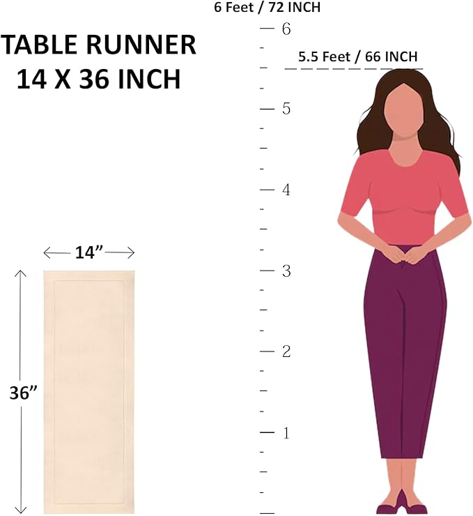 Solino Home Ivory Table Runner 36 Inches - Cotton Linen Hemstitch Coffee Table Runner 14 x 36 Inch Ideal for Dresser Tables - Summer, Fall, Autumn, Halloween