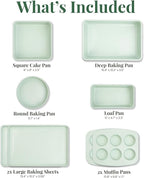Larder & Vine 8-Piece Bakeware Set | Non-Stick Baking Set with Ceramic Finish | PFAS, PFOA, PTFE, and BPA Free Baking Essentials | Baking Sheets, Muffin Tins and Assorted Baking Pans | Sage