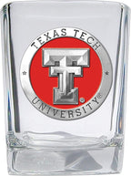 Heritage Pewter Texas Tech Square Shot Glass | Hand-Sculpted 1.5 Ounce Shot Glass | Intricately Crafted Metal Pewter Alma Mater Inlay