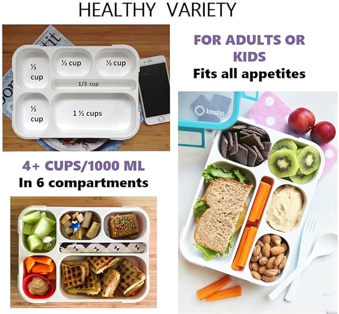 Bento Boxes with Bags and Ice Packs Set of 2. Lunch Box Snack Containers for Kids Boys Girls Adults. 6 Compartments, Leak-proof Portion Container Insulated Bag for School Lunches, Pink & Purple