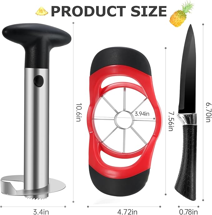 Pineapple Corer and Slicer Tool, Stainless Steel Pineapple Cutter and Corer Set, [Upgraded, Reinforced, Thicker Blade],Fruit Slicer Kitchen Gadget for Diced Pineapple Rings