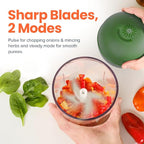 Choppi Cordless Electric Vegetable Chopper & Mini Food Processor for Dicing, Shredding, Mincing, and Puree, Portable and Rechargeable, 2-Cup, 500 mL, 4000 mAh Battery, Sage Green