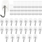 Small Wire Hooks for Wall 24 Hooks + 26 Adhesive Strips,Damage Free Hanging Wall Hooks with Adhesive Strips,No Tools Adhesive Hooks for Key Holder,Christmas Decorations (Holds up to 0.5 lb)