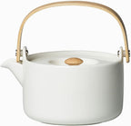 MARIMEKKO Oiva Stoneware Teapot — Refine Your Kitchen Décor with Our Iconic White Stoneware — Stylish & Classic Ceramic Teapot with Tea Infuser Lid (26.63 oz)