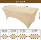 Utopia Kitchen 6FT Spandex Tablecloth [1 Pack, Champagne] 200 GSM Stretch, Fitted, Washable and Wrinkle Resistant Table Cloth Rectangle Cover for Trade Shows, Wedding, Parties [72Lx30Wx30H Inch]