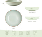 famiware Jupiter Pasta Bowls, 30 OZ Large Salad Bowls Set of 4, Microwave and Dishwasher Safe, Sturdy & Stackable, Serving Bowls for Kitchen, Light Green