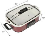 Magnifique 4 Quart Casserole Digital Slow Cooker, Premium Ceramic Bakeware for Oven, Dishwasher Safe Baking Dish, Red