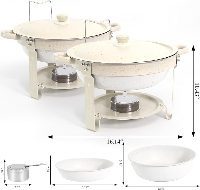 Chafing Dishes for Buffet 4 Pack, 5QT Food Warmers with Maifanite-Coated Pans, Stainless Steel Chafer Set for Parties, Wedding, Birthday, Catering, Church Events