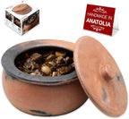 Hakan Efes Terracotta Cooking Pot with Lid, LARGE 4.4 Quarts Clay Pots for Cooking, Rice Pots, UNGLAZED Twice Baked Traditional Casserole for Cooking on STOVE Top, Vintage Roaster, 142 oz (4.2 L)