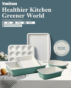 Ceramic Nonstick Baking Pans Set, Non Toxic 30 PCS Stackable Bakeware Sets, 550°F Oven Safe Baking Sheet & Pans, Warp-Free, Dishwasher Safe, PTFE/PFOA/PFOS-Free (Green)