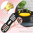 Silicone Lid Lock Strap for Crockpot Slow Cooker (6/7/8 Quart) - Universal Crockpot Lid Holder & Rubber Strap Alternative | Heat-Resistant, No-Spill Design Transport Accessories (Pink+Black)