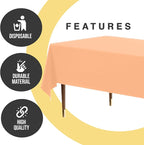 Exquisite 66% Thicker Premium Plastic Table Cloth Rectangle Table Cover 0.5 Mil 12 Pack Peach Table Cloth 54 Inch x 108 Inch Disposable Tablecloth Won't Tear Easily Like Cheap Thin Brands