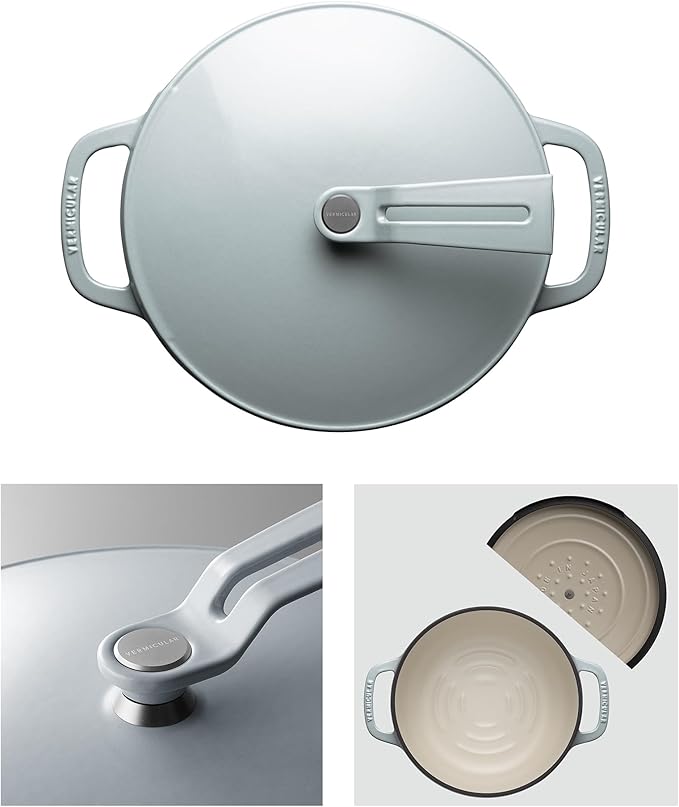 Vermicular Oven Pot 2.0 | Lightweight Enameled Cast Iron Pot | 22cm (3.7 Qt) | Non-Toxic | Induction-compatible | Dutch Oven | Made in Japan | Oyster Gray
