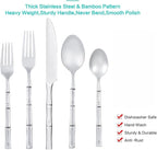 Silverware Set Stainless Steel Flatware Set 40 Pieces Cutlery Set Bamboo Handle Mirror Finished for Home Kitchen Restaurant Hotel Cutlery Set Service for 8