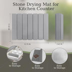 Hopegiver Gray Stone Drying Mat for Kitchen Counter, 15.75"x11.81" Foldable Quick Dry Stone Mat Kitchen, Absorbent Diatomaceous Earth Dish Drying Mats for Dishes Utensils, Includes Sanding Block