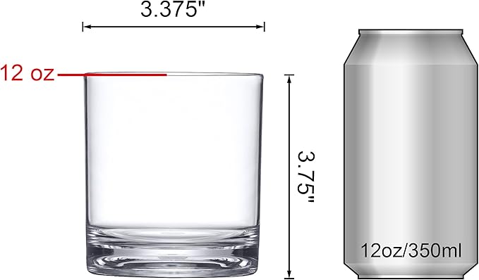 Amazing Abby - Probity - 12-Ounce Plastic Tumblers (Set of 6), Plastic Drinking Glasses, Reusable Plastic Cups, BPA-Free, Shatter-Proof, Dishwasher-Safe (Made of Plastic, NOT Glass)