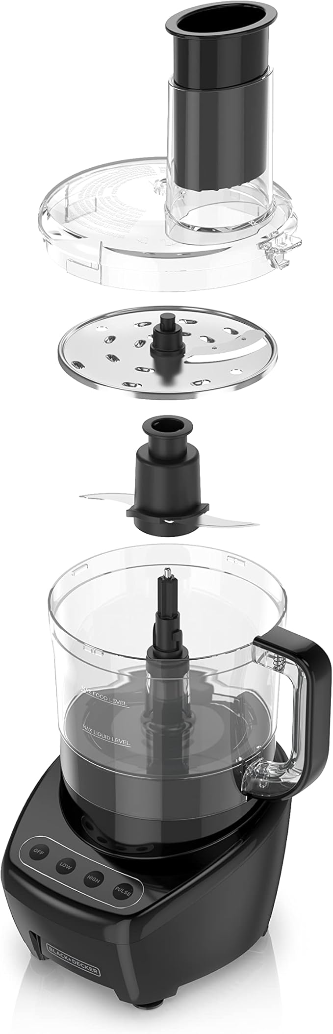 BLACK+DECKER Food Processor and Vegetable Chopper, Stainless Steel Blade, 8-Cup Capacity, 450W Power with Attachments to Shred, Slice, Mince, Grind, and Puree