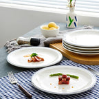10.5-inch Porcelain Dinner Plate Set of 6 - Microwave, Oven and Dishwasher Safe, Scratch Resistant. (Classic Blue)