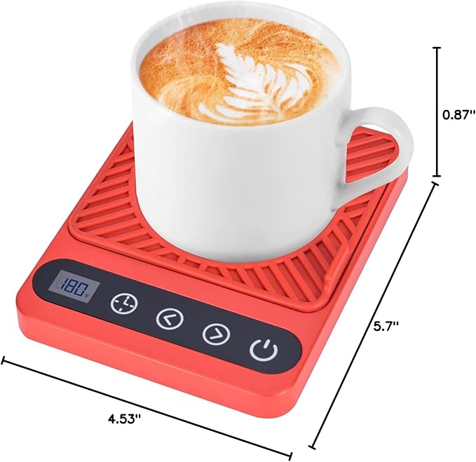 Mug Warmer - Electric Coffee Mug Warmer with Timer,Coffee Cup Warmer for Desk Auto Shut Off,Smart 6-Temperature Control, Coffee Accessories for Coffee Lovers Red