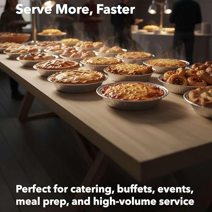 1000-Pack 6" Foil Pie Pans - Medium 7/8" Depth Disposable Aluminum Pie & Tart Pans with Full Curl Rim - For Bulk Baking, Portion Prep, To-Go Meals, Market Stands & Foodservice Lines