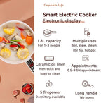 Drizzle Electric Hot Pot Cooker Steamer 1.8L Multifunctional Nonstick Pan Dormitory Office Portable Ramen Cooker Steamer Boil Dry Protection Suitable For Noodles Steak Cooker Eggs StirFrying