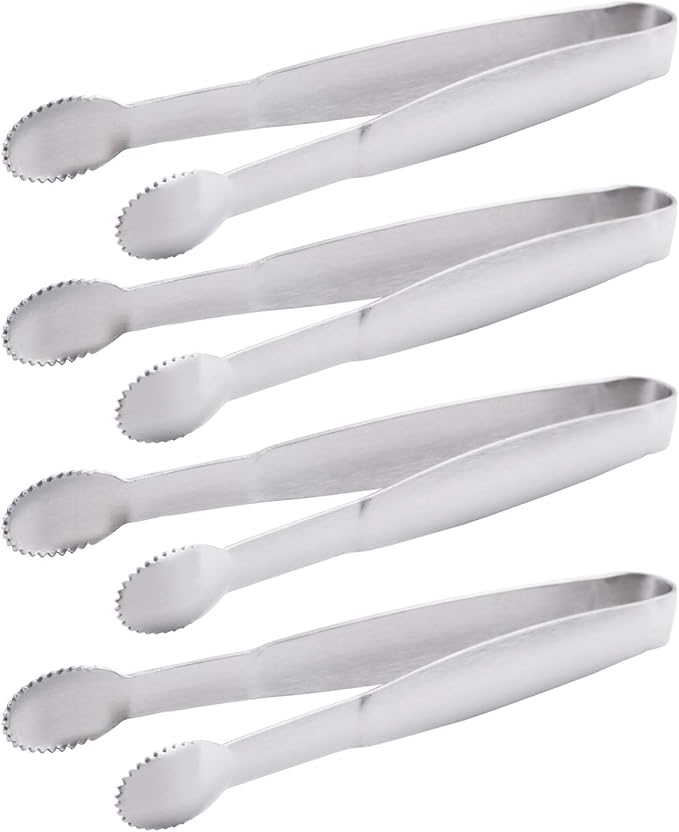 5" Mini Serving Tongs Set, Tiny Stainless Steel Small Tongs for Appetizers, Tea Party, Coffee Bar, Desserts, Set of 4