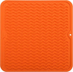 Silicone Dish Drying Mat for Multiple Usage,Easy clean,Eco-friendly,Heat-resistant Silicone Mat for Kitchen Counter or Sink,Refrigerator or Drawer liner Orange M 12 inches x 12 inches