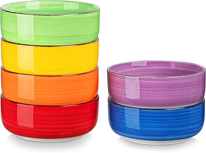 vancasso Bonita Cereal Bowls Set of 6, 24 Oz Ceramic Bowls for Kitchen, Dishwasher & Microwave Safe Bowls for Soup, Cereal, Dessert, Fruit, Warm Colored Bowl Set