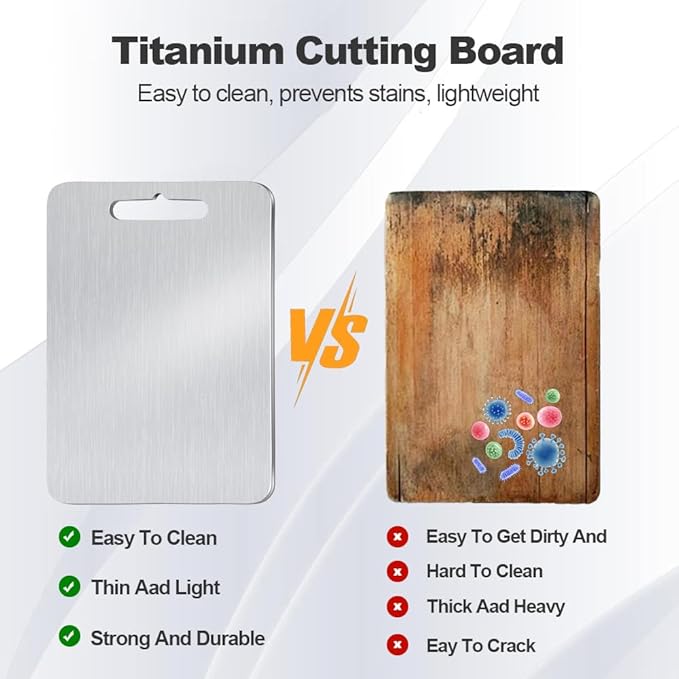 Pure Titanium Cutting Board Food Grade Cutting Board Non-slip surface, lightweight, not easy to deform, suitable for outdoor camping and kitchen use - Dishwasher safe(18"L x 12"W)