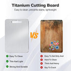 Pure Titanium Cutting Board Food Grade Cutting Board Non-slip surface is lightweight and resistant to deformation, suitable for outdoor camping and kitchen - Dishwasher safe (14"L x 10"W)