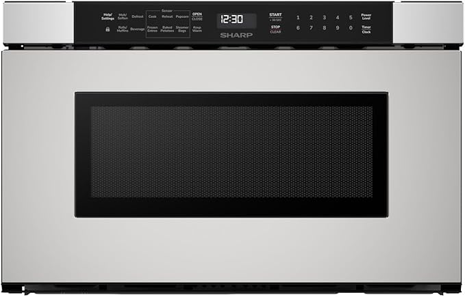 SHARP SMD2440JS Microwave Drawer Oven, 24-inch, 1.2 Cubic Feet, 950 Watt, Angled Touch Control Panel, Stainless Steel