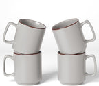 famiware Coffee Mugs Set of 4, Nebula 14oz Coffee Mugs, Ceramic Cup Set with Handle for Latte, Tea, Milk, Cappuccino, Cocoa, Light Gray