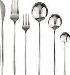 Silver 36-Pieces Silverware Flatware Mirror Polished Dinnerware, 18/0 Stainless Steel Cutlery Set For Home Kitchen Party Hotel Restaurant Wedding Service for 6