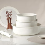 CAROTE 18Pcs Ceramic Cookware Set with Detachable Handle, Pots and Pans Set Non Stick, Non Toxic Kitchen Cooking Sets with Stand-Up Lid, PFAS and PFOA Free, Oven Safe, Induction Ready, Cream White