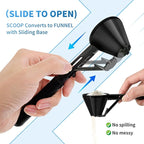 Scoop with Funnel for Water Bottles 2 Pack Small Funnel Scooper for Filling Formula Protein Powder Slide Bottom Scoop for Water Bottle