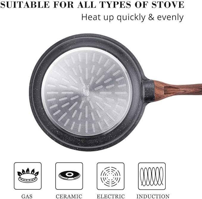 SENSARTE Nonstick Frying Pan Skillets, Swiss Granite Coating Omelette Pans, Healthy Cookware Chef's Pans, Free of Intentionally Added PFOA (8+10 Inch)